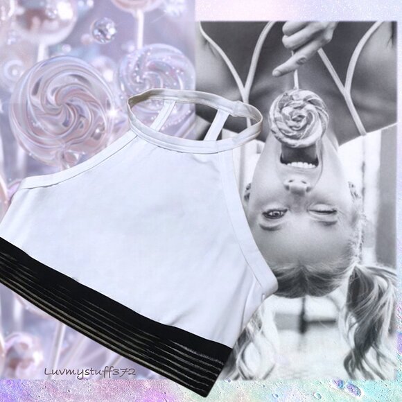 🌸🖤3/$30 - Cute Victoria's Secret White High Neck Halter Bra & Black Mesh - Picture 3 of 8